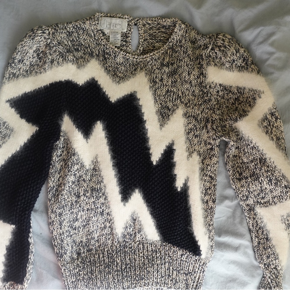 Navy Blue, Grey and White Patterned Sweater